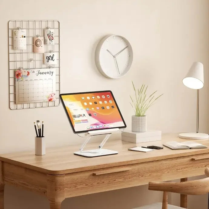 Porodo Transparent 360% Rotatable and Angle Adjustable Tablet Stand - White - Tashqila Porodo Transparent 360% Rotatable and Angle Adjustable Tablet Stand - White - Tashqila